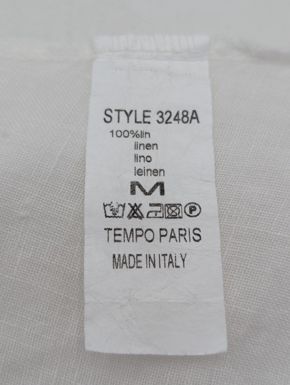 Tempo Paris Size M White 100% Italian Linen One Button Kimono Tunic Blouse Top - Picture 12 of 14